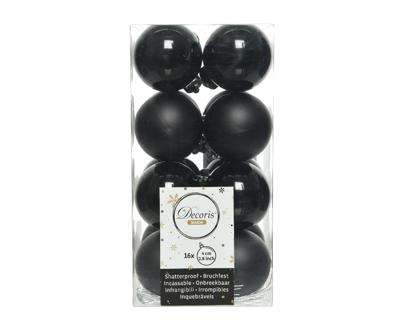 kerstbal plc d4cm zwart 16st - Decoris