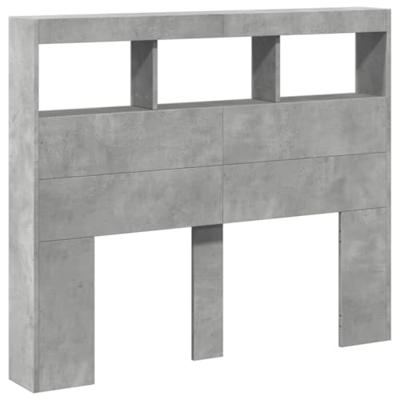 Hoofdbordkast met LED-verlichting 120x17x102 cm betongrijs