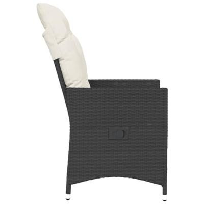 Tuinstoelen 2 st verstelbaar met kussens poly rattan zwart - thumbnail