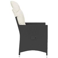 Tuinstoelen 2 st verstelbaar met kussens poly rattan zwart - thumbnail