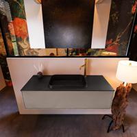 Badkamermeubelset Mondiaz Erin 120 cm met 1 Lade met RIDGE Wastafel Midden Urban met 1 kraangat Greeploos Mat Smoke - thumbnail