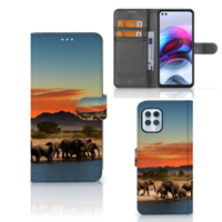 Motorola Moto G100 | Telefoonhoesje | Met pasjeshouder | Olifanten - thumbnail