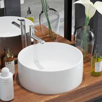 Wastafel rond wit 40x15 cm keramiek - thumbnail