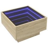 Salontafel met LED 50x50x30 cm bewerkt hout sonoma eikenkleurig - thumbnail