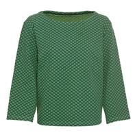Jacquard-shirt in pied-de-poule van bio-katoen met boothals, groen-motief 36/38 - thumbnail
