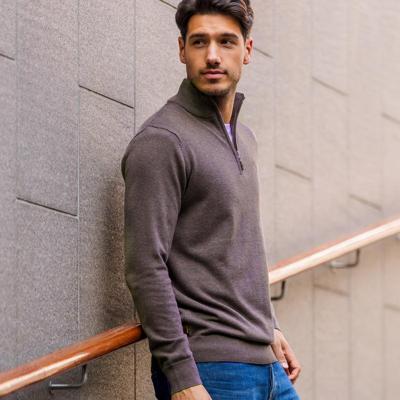 Heren Trui Kralingen | Donker Taupe Melange