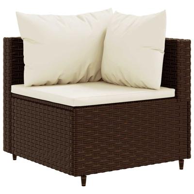 4-delige Loungeset met kussens poly rattan bruin - thumbnail