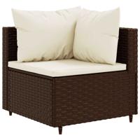 6-delige Loungeset met kussens poly rattan bruin - thumbnail