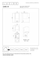 Lucide ZARO IR - Wandspot / Wandlamp Binnen/Buiten - 1xGU10 - IP65 - Beweging & dag/nacht sensor (uitschakelbaar) - Zwart - thumbnail