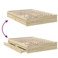 Bedframe met lades bewerkt hout sonoma eikenkleurig 120x190 cm - thumbnail