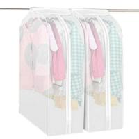 2 stuks PEVA driedimensionaal stofdichte doek cover tassen opknoping organisator opbergtas waterdicht pak vacht cover specificatie: 60x110x30cm (wit) - thumbnail