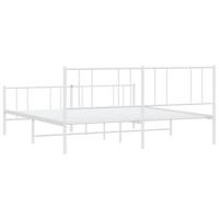 Bedframe met hoofd- en voeteneinde metaal wit 200x200 cm - thumbnail
