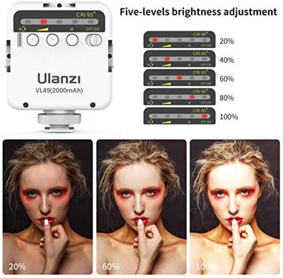 Ulanzi VL49 mini LED-lamp compact videolicht met 2000 mAh batterij - wit