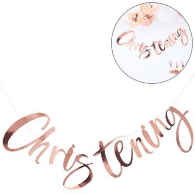 Ginger Ray letterslinger christening rosegoudkleurig 1,5 m | 10 stuks