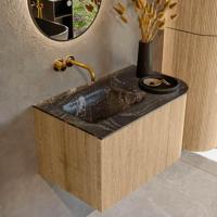 Mondiaz KURVE-DLUX 75 cm Onderkast Greeploos 1 Lade Met Deuren Oak, Wastafel Solid Surface Links Lava 0 Kraangaten Zonder Spiegel (KRVGRU75R1L1D0KL-Oak/Lav) - thumbnail