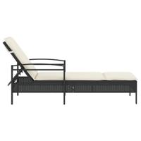 Ligbed met kussen 63x200x81 cm poly rattan zwart - thumbnail
