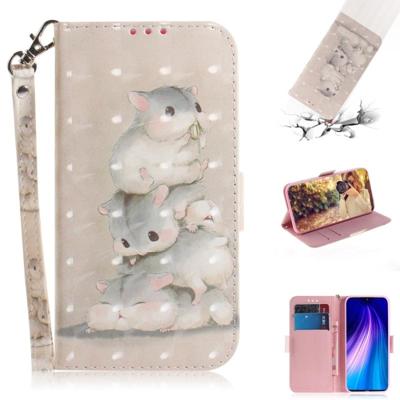 Voor Xiaomi Redmi Note 8 3D gekleurde tekening horizontale Flip lederen draagtas met houder & Card slot & portemonnee & Lanyard (eekhoorns)