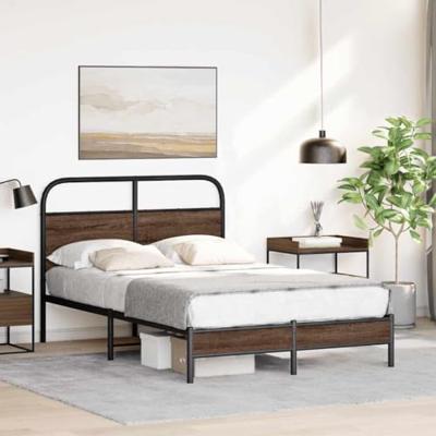 Bedframe zonder matras bewerkt hout bruin eikenkleur 120x190 cm