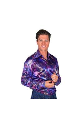 Heren disco blouse paars