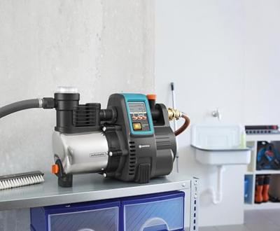 Gardena Hydrophore Pump 6000/6E LCD Inox 1300W - Capacity 6000 l/h, 5.5 bar & Dry-Running Protection.