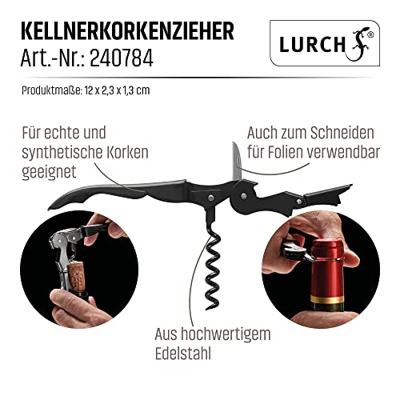 Lurch - Wijnaccessoires - Kelnersmes RVS zwart - thumbnail