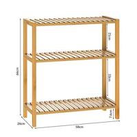 Opbergrek - Halkast - Keukenrek - Schoenenrek Bamboe met 3 vaste planken - thumbnail