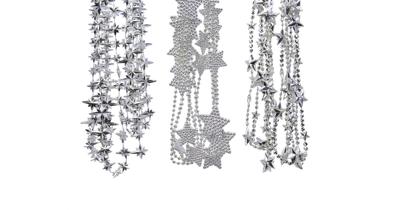 Kralenketting plc ster zilver assorti kerstboomversiering kerst Decoris - Decoris
