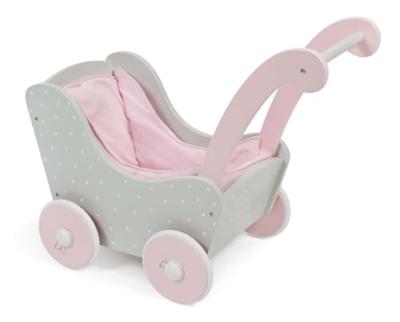 Houten poppenwagen Puntos Grijs Houten poppenwagen Puntos Grijs