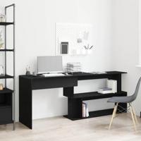Bureau Zwart Eiken 200 x 50 x 76 cm Bewerkt hout - thumbnail