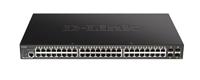 D-Link DGS-1250-52XMP, 52-Port Layer 2/3 Smart Managed PoE Gigabit Switch (48 x 10/100/1000 Mbit/s BaseT PoE+ Port, 4 x 10G OptiPlex + slot, 370W PoE-capaciteit, 19 inch metalen behuizing) - thumbnail