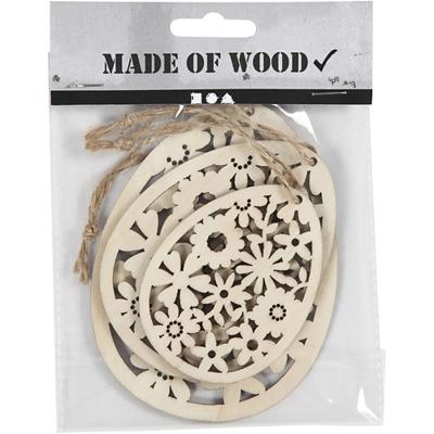 Creativ Company Ornamenten, h: 8+10+12 cm, b: 6+7,5+9 cm, dikte 3 mm, 3 stuk/ 1 doos