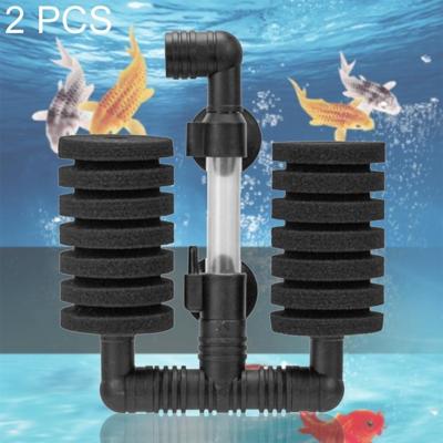 2 stks muur gemonteerde aquarium mini dubbele kop pneumatisch dempen biochemisch katoen filter