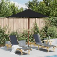 vidaXL Parasol met houten paal 150x200 cm zwart - thumbnail