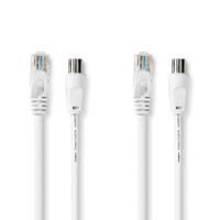 Nedis CSGL4500WT30 Coax- En Cat6-combikabel Iec (coax) Male / Rj45 Male Iec (coax) Female / Rj45 Male Vernikkeld Rg58 75 Ohm Dubbel Afgeschermd 3.00 M Rond Pvc Wit Label - thumbnail