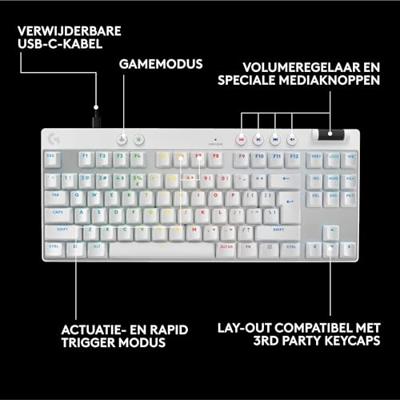Logitech G Pro X TKL Rapid toetsenbord Wit - Analog Magnetic