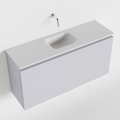 MONDIAZ OLAN 100cm toiletmeubel cale. LEX wastafel talc midden geen kraangat