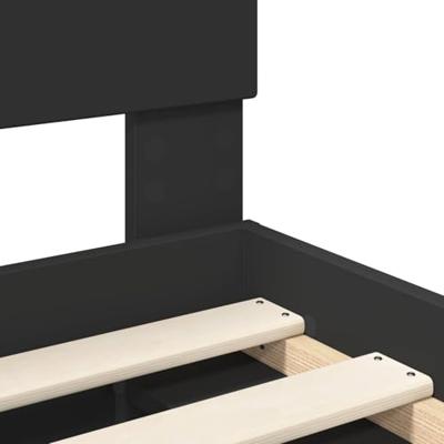 Bedframe met hoofdeinde Zwart 90 x 190 cm Massief grenenhout