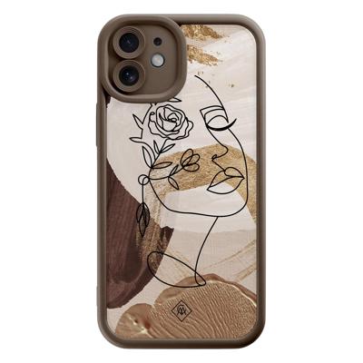 iPhone 11 bruine case - Abstract gezicht bruin