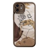 iPhone 11 bruine case - Abstract gezicht bruin - thumbnail