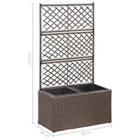 Latwerkplantenbak verhoogd met potten 58x30x107 cm rattan bruin - thumbnail