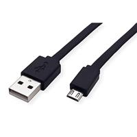 ROLINE USB 2.0 kabel, USB A M - Micro USB B M, zwart, 1 m - thumbnail