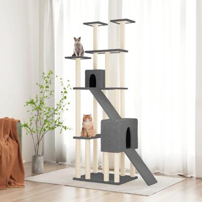 VidaXL Kattenmeubel met sisal krabpalen 190 cm donkergrijs