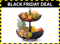 FEDEC Fruitschaal - Fruitmand metaal - 2 Laags - Zwart - thumbnail