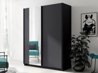 Kledingkast GONZOLA 2 deuren 150 cm grafiet met spiegel - thumbnail
