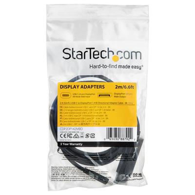 Adapter USB C naar DisplayPort Startech CDP2DP142MBD (2 m) Zwart