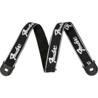 Fender Quick Grip Locking End Strap Black White Running Logo gitaarband - thumbnail