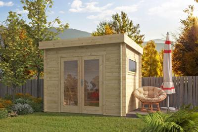 Tuindeco Gadsby Blokhut 300x250 cm 40 mm vuren blank- Plat dak- Onbehandeld vurenhout- Tuindeco