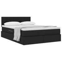 Opbergbed met matras met matras Zwart 140 x 190 cm Bewerkt hout - thumbnail