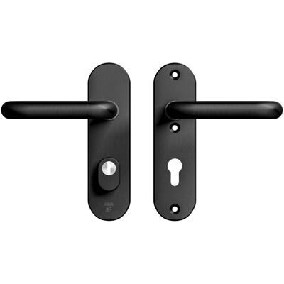 AXA AXA Oval Plus veiligheidsbeslag achterdeur kortschild U kruk/kruk PC72 met kerntrekbeveiliging SKG3 - aluminium/zwart