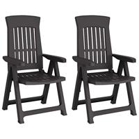 Tuinstoelen 2 st verstelbaar PP antracietkleurig - thumbnail